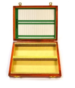 BI0001C Wooden Microscope Slide Box, Holds 100 - 25x75mm Slides