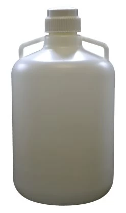 20 Liter (5.25 Gallon) Carboy Jug With Gasket Cap, White Premium Polypropylene With 2 Handles, 21" H - 11 3/4" D With 2 5/8" Opening -