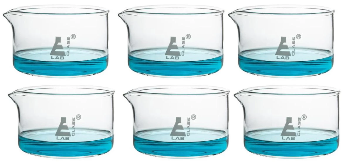 Small Crystallizing Dish (70mm X 40mm) - Pack Of 6, Borosilicate Flat Bottom With Spout, 100ml Capacity - 1 Small Crystallizing Dish (70mm X 40mm) - Pack Of 6, Borosilicate Flat Bottom With Spout, 100ml Capacity -