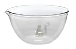 Evaporating Basin - 4" (105mm) Dia.Borosilicate Glass, Flat Bottom With Spout -