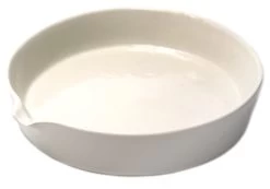 Evaporating Basin - 6" (150mm) Dia.Porcelain, Flat Bottom With Spout -