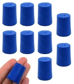 Neoprene Stopper Solid - Blue, Size: 19mm Bottom, 22mm Top, 28mm Length - Pack Of 10