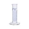 Graduated Cylinder, 25mL - Class B - Squat Form - Hexagonal Base - Blue Graduations - Borosilicate Glass