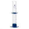 Graduated Cylinder, 50mL - Class B - Detachable, Plastic Hexagonal Base & Protective Collar - Blue Graduations - Borosilicate Glass