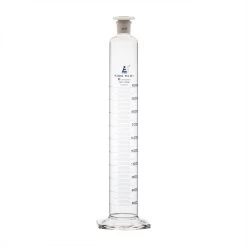 Graduated Cylinder, 1000mL - Class B - 29/32 Polypropylene Stopper - Hexagonal Base - Blue Graduations - Borosilicate Glass