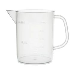 Measuring Jug, 500ml - Short Form, Euro Design - Polypropylene Plastic - Raised Graduations