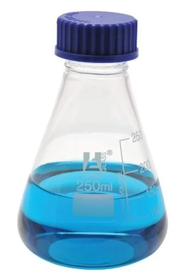 Flask Conical 500ml, Erlenmeyer, With Teflon Liner Screw Cap, Borosilicate Glass