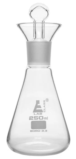 Iodine Flask, 250mL - Includes Stopper - Size 29/32 - Borosilicate Glass