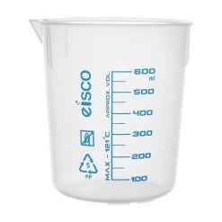 Beaker, 600mL - Polypropylene - Screen Printed Graduations - With Spout