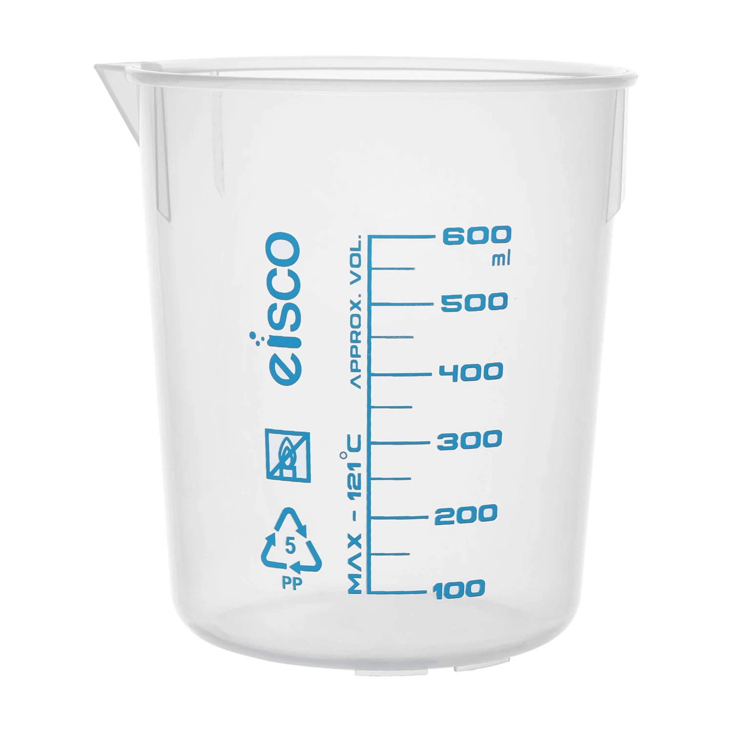 Beaker, 600mL - Polypropylene - Screen Printed Graduations - With Spout 1 Beaker, 600mL - Polypropylene - Screen Printed Graduations - With Spout
