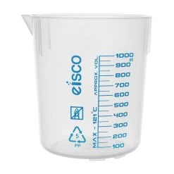 Beaker, 1000ml - Polypropylene - Screen Printed Graduations - With Spout