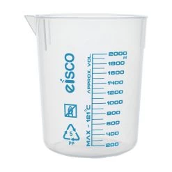 Beaker, 2000ml - Polypropylene - Screen Printed Graduations - With Spout
