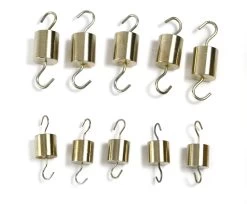 Steel Cylinder Hooked Weights - Set Of 10 Total Weight 375 Grams