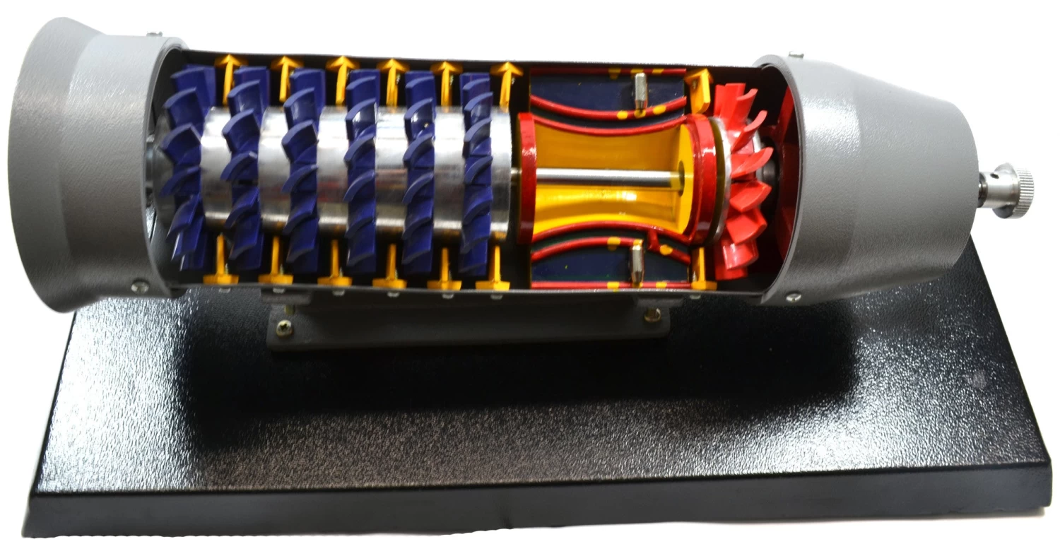 Turbojet Gas Engine Desktop Model - 19"x9" Metal Base, 16" Turbojet Length 2 Turbojet Gas Engine Desktop Model - 19"x9" Metal Base, 16" Turbojet Length - Image 2