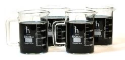 4PK Premium Hand Crafted Beaker Mug - Pint Glass Or Coffee Mug Sized - Borosilicate Glass