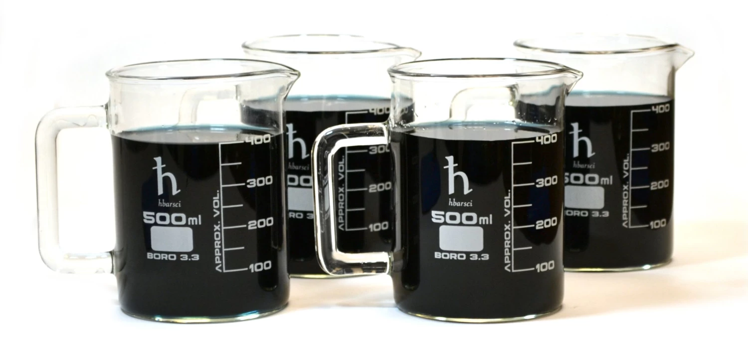 4PK Premium Hand Crafted Beaker Mug - Pint Glass Or Coffee Mug Sized - Borosilicate Glass 1 4PK Premium Hand Crafted Beaker Mug - Pint Glass Or Coffee Mug Sized - Borosilicate Glass