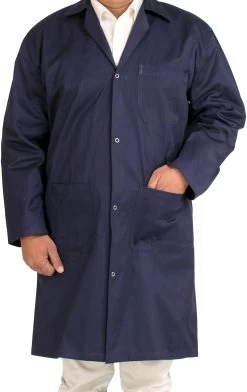 Laboratory Coat - Small - Polyester / Cotton Drill, Long Sleeves, 3 Large Pockets - Navy Blue