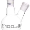Distillation Flask With 2 Necks, 100ml Capacity, 19/26 Joint Size, Interchangeable Screw Thread Joints, Borosilicate Glass -