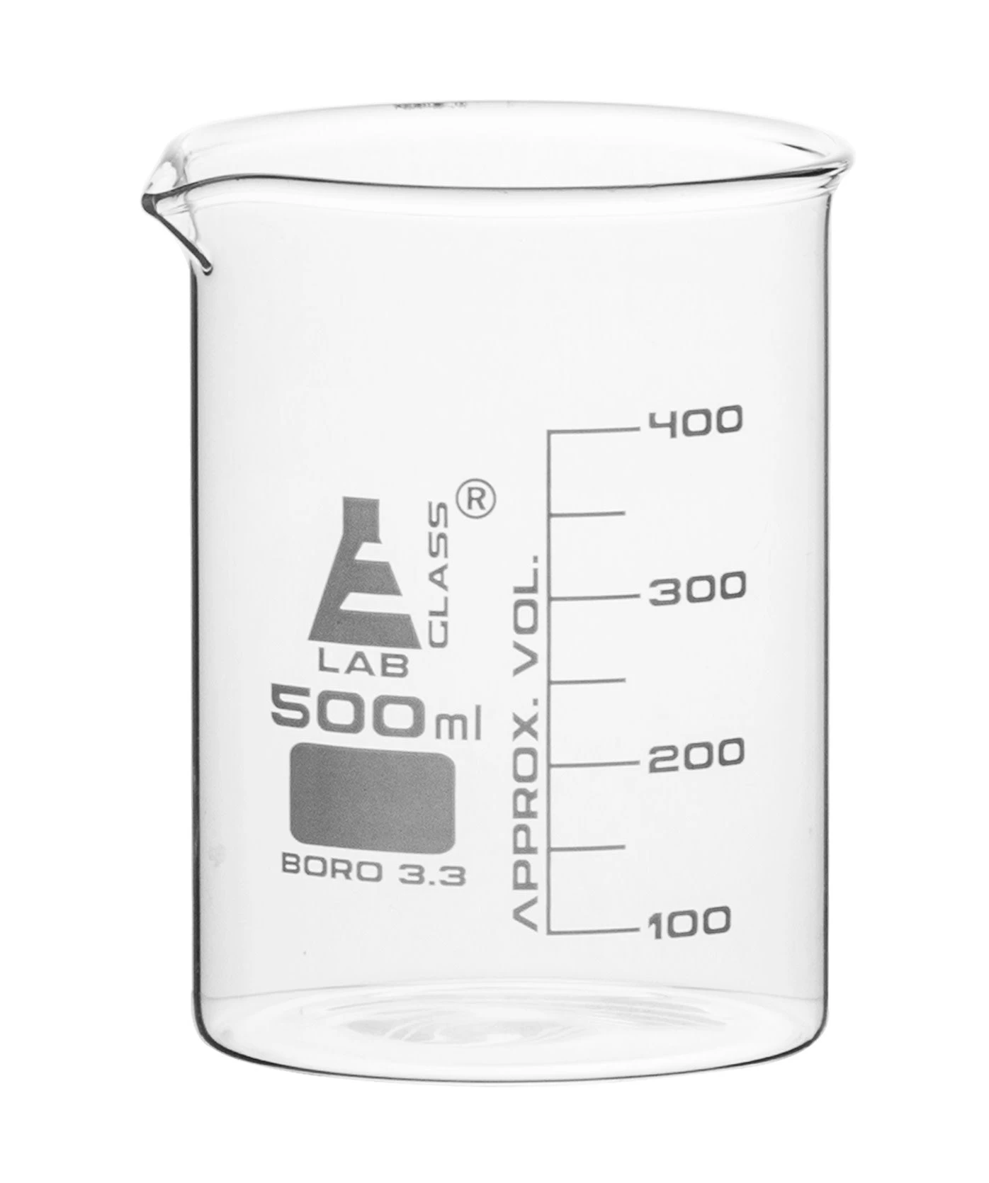 Beaker, 500ml - Low Form - Graduated - Borosilicate Glass 1 Beaker, 500ml - Low Form - Graduated - Borosilicate Glass