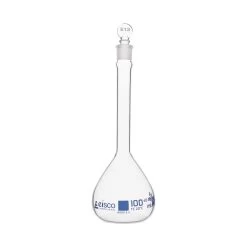 Volumetric Flask, 100ml - Class A, ASTM - Tolerance ±0.080 Ml - Glass Stopper - Single, Blue Graduation