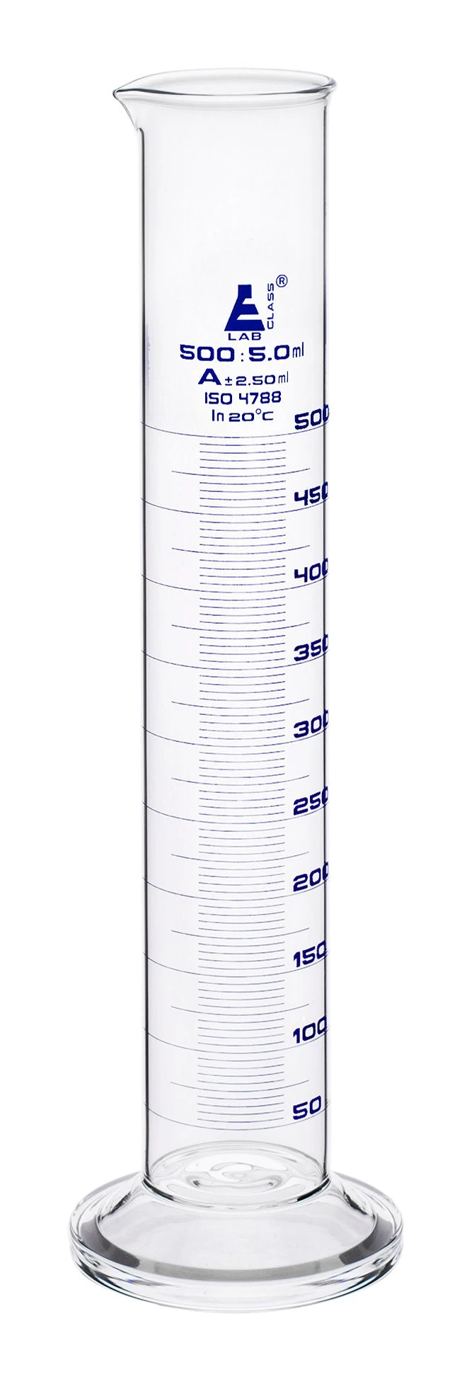Graduated Cylinder, 500ml - Class A - Blue Graduations - Round Base 3 Graduated Cylinder, 500ml - Class A - Blue Graduations - Round Base - Image 3