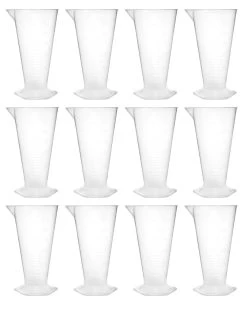 12PK Conical Measures, 125ml - Polypropylene - Raised Graduations - Hexagonal Base