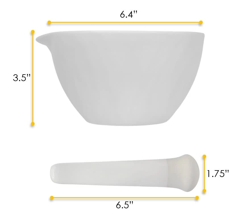 Mortar & Pestle, 550mL - 155mm - Porcelain, Unglazed Grinding Surface 4 Mortar & Pestle, 550mL - 155mm - Porcelain, Unglazed Grinding Surface - Image 4