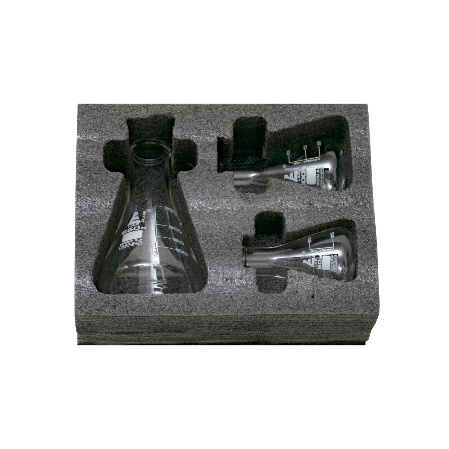 Premium Erlenmeyer Flask Set - 50ml, 100ml & 250ml - Narrow Neck, White Graduations - Superior Durability & Chemical Resistance - Borosilicate 3.3 Glass - 1 Premium Erlenmeyer Flask Set - 50ml, 100ml & 250ml - Narrow Neck, White Graduations - Superior Durability & Chemical Resistance - Borosilicate 3.3 Glass -