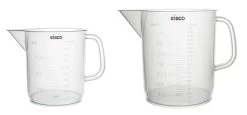Set Of 2 Measuring Jugs, 1000ml & 2000ml - Short Form, Euro Design - Polypropylene, Raised Graduations