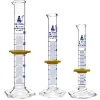 Graduated Cylinders 3 Piece Set - ASTM Class A - 5mL, 10mL & 25mL - Protective Collars, Hexagonal Base - Blue Graduations - Borosilicate Glass