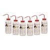 6PK Wash Bottle For Acetone, 1000ml - Labeled With Color Coded Chemical & Safety Information (4 Colors) - Wide Mouth, Self Venting, Low Density Polyethylene -