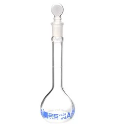 25ml ASTM Volumetric Flask W/ Glass Stopper - Class A - Blue Graduation -