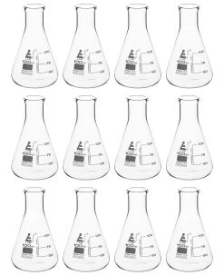 12PK Erlenmeyer Flasks, 100mL - Narrow Neck - Borosilicate Glass
