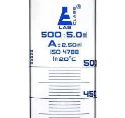 Graduated Cylinder, 500ml - Class A - Blue Graduations - Hexagonal Base