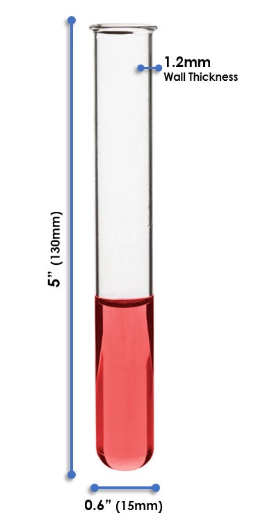 48PK Test Tubes, 15mL, 15x130mm - Rimmed - Light Wall, 1.2mm Thick - Borosilicate 3.3 Glass 3 48PK Test Tubes, 15mL, 15x130mm - Rimmed - Light Wall, 1.2mm Thick - Borosilicate 3.3 Glass - Image 3