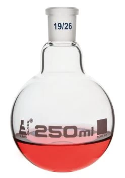 Boiling Flask With 19/26 Joint, 250ml Capacity, Round Bottom, Interchangeable Joint, Borosilicate Glass -