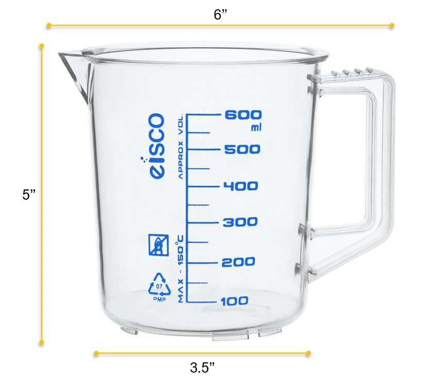 Measuring Jug, 600mL - TPX Plastic - Screen Printed Graduations - With Handle & Spout 2 Measuring Jug, 600mL - TPX Plastic - Screen Printed Graduations - With Handle & Spout - Image 2