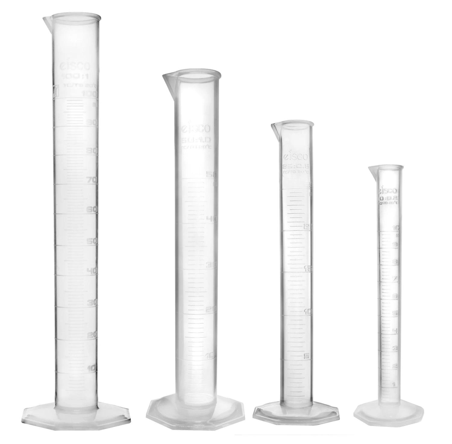 10PK 4-Piece Graduated Cylinder Set - 10mL, 25mL, 50mL & 100mL (40 Cylinders Total) - Class B - Octagonal Base - US Sourced Polypropylene Plastic 2 10PK 4-Piece Graduated Cylinder Set - 10mL, 25mL, 50mL & 100mL (40 Cylinders Total) - Class B - Octagonal Base - US Sourced Polypropylene Plastic - Image 2