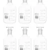 6PK Reagent Bottles, 500mL - Graduated - Narrow Mouth With Solid Glass Stopper - Borosilicate Glass