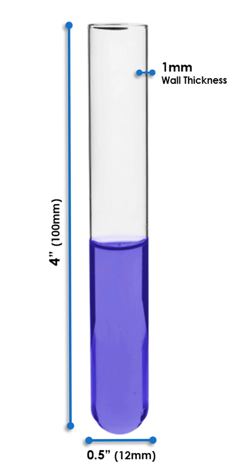 100PK Test Tubes, 7mL, 12x100mm - Rimless - Light Wall, 1mm Thick - Borosilicate 3.3 Glass 3 100PK Test Tubes, 7mL, 12x100mm - Rimless - Light Wall, 1mm Thick - Borosilicate 3.3 Glass - Image 3