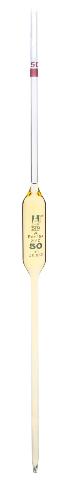 Volumetric Pipette, 50mL - Class A - Red Coded - Blue Graduation - Borosilicate Glass