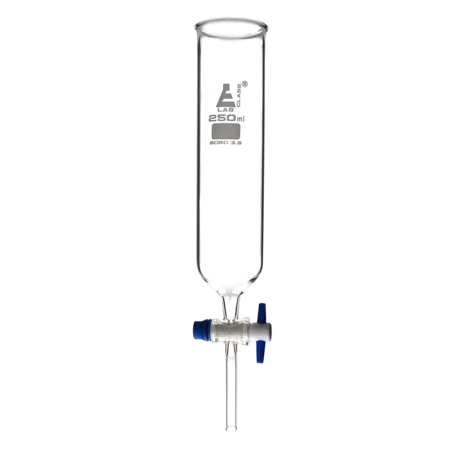 Dropping Funnel, 250mL - Cylindrical - With Open Top & PTFE Key Stopcock - Borosilicate Glass 1 Dropping Funnel, 250mL - Cylindrical - With Open Top & PTFE Key Stopcock - Borosilicate Glass
