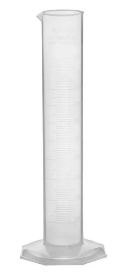 4PK Graduated Cylinder, 500mL - Class B - Octagonal Base - Raised Graduations - Polypropylene Plastic