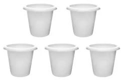 Plant Nursery Pots, 4.5" Tall - Pack Of 5 - Polypropylene - Downward Extended Rim - Drillable Drain Holes