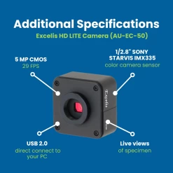 Digital Microscope With Camera, EXC-103-EC50 - Trinocular Head, 40-1000X Magnification, Cordless LED Illumination - 5 MP Image & 29 FPS Video Capture - USB 2.0 Output -Laboratory Instrument Store dq6rwaaz364h3ttemzlh