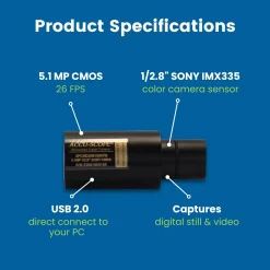 Eyepiece Camera 500-EP For Microscope - 5.1 MP Image & 26 FPS Video Capture- USB 2.0 Output -Laboratory Instrument Store dqewfnz76iubuykvnaip