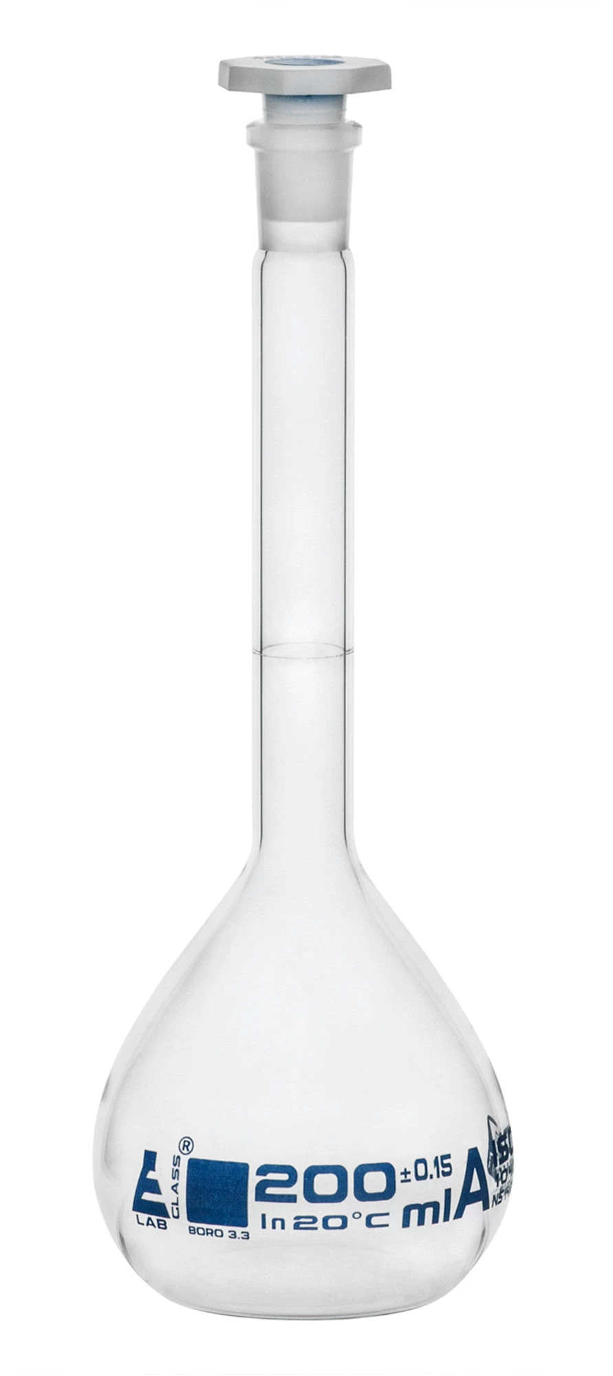 Volumetric Flask, 200ml - Class A - 14/23 Stopper - 1 Volumetric Flask, 200ml - Class A - 14/23 Stopper -