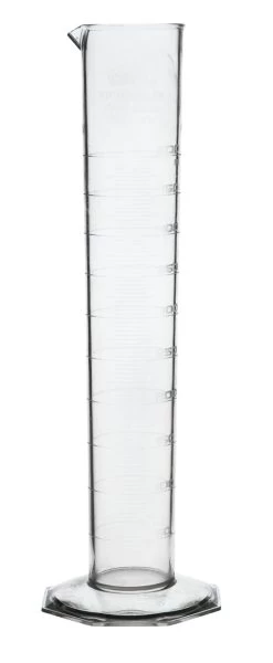 Graduated Cylinder, 500mL - Class B - Octagonal Base - Raised Graduations - TPX Plastic