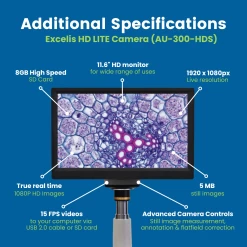 Digital Microscope With Camera & Monitor, EXC-123-HD - Trinocular Head, 40-1000X Magnification - 1080p HD Resolution - 5 MP Image & 15 FPS Video Capture - HDMI/USB 2.0 Outputs -Laboratory Instrument Store dukgldxxxkeer3lf3j2k