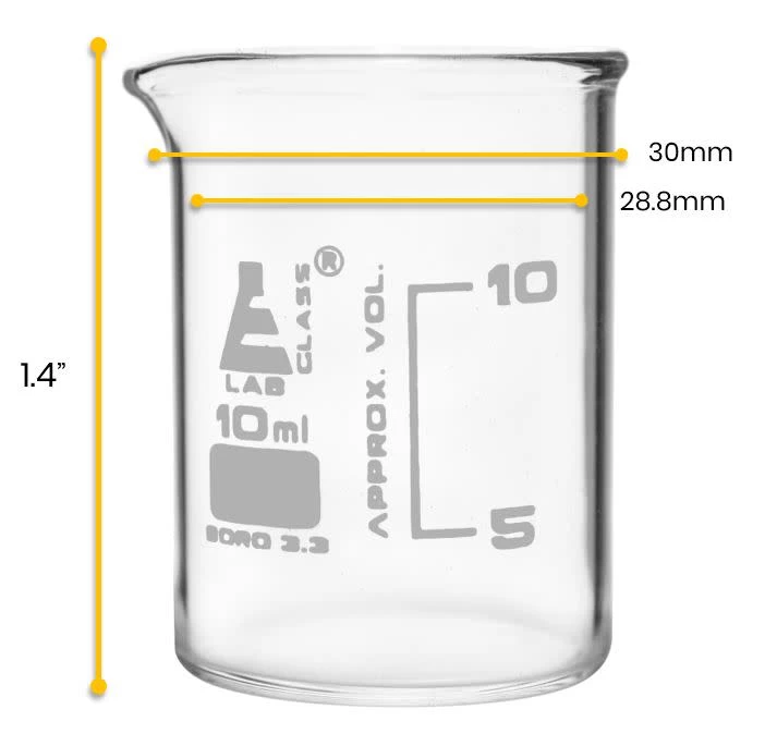 12PK Beakers, 10ml - ASTM - Low Form - Graduated - Borosilicate Glass 3 12PK Beakers, 10ml - ASTM - Low Form - Graduated - Borosilicate Glass - Image 3